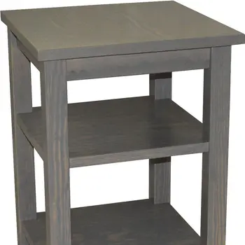 28" Gray Solid Wood Nightstand