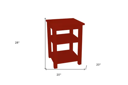 28" Red Solid Wood Nightstand