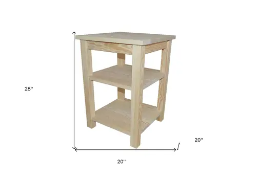 28" Tan Solid Wood Nightstand
