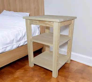 28" Tan Solid Wood Nightstand