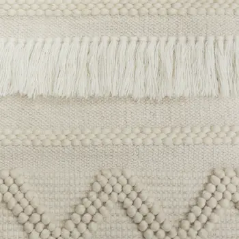 26" X 51" Cream Geometric Cotton Macrame Hanging Tapestry