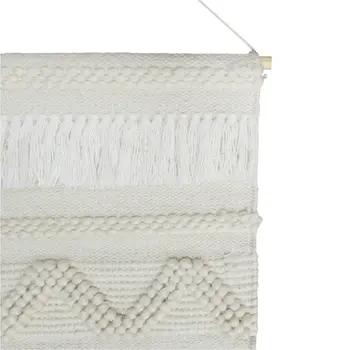 26" X 51" Cream Geometric Cotton Macrame Hanging Tapestry