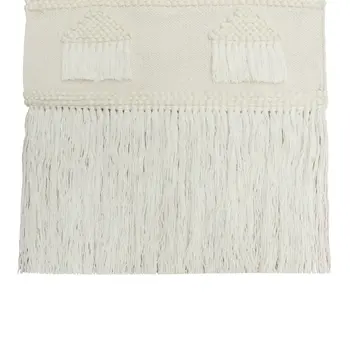 26" X 51" Cream Geometric Cotton Macrame Hanging Tapestry