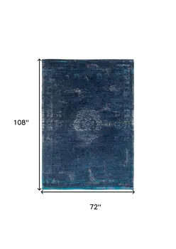 7' X 9' Blue and Gray Medallion Non Skid Area Rug