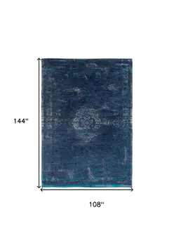 9' X 13' Blue and Gray Medallion Non Skid Area Rug