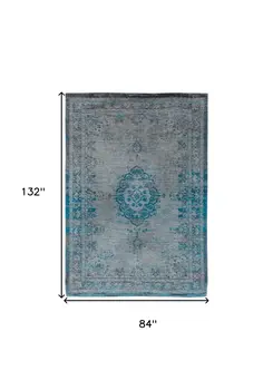 8' X 11' Gray and Green Medallion Non Skid Area Rug