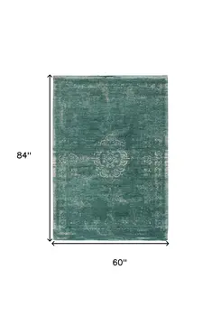 6' X 8' Gray and Green Medallion Non Skid Area Rug