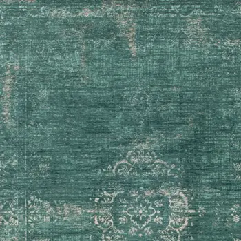 7' X 9' Gray and Green Medallion Non Skid Area Rug