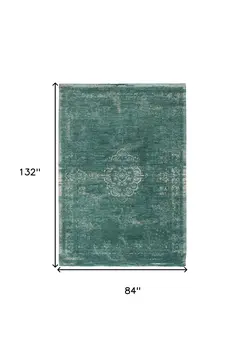 8' X 11' Gray and Green Medallion Non Skid Area Rug