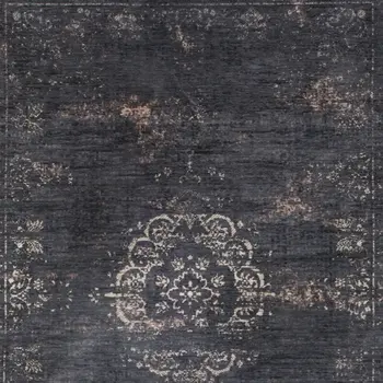 3' X 5' Gray and Black Medallion Non Skid Area Rug