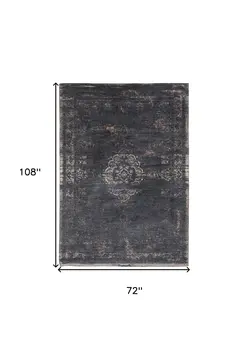 7' X 9' Gray and Black Medallion Non Skid Area Rug