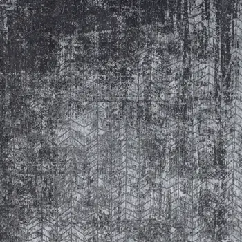 8' Black and Gray Round Chevron Non Skid Area Rug