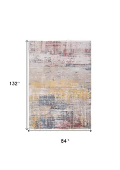 8' X 11' White Abstract Non Skid Area Rug