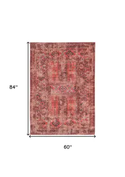 6' X 8' Red Oriental Non Skid Area Rug
