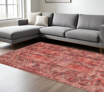 7' X 9' Red Oriental Non Skid Area Rug