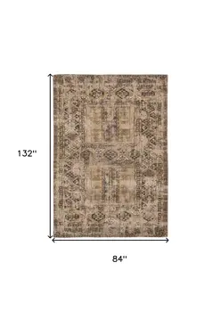 8' X 11' Brown Oriental Non Skid Area Rug