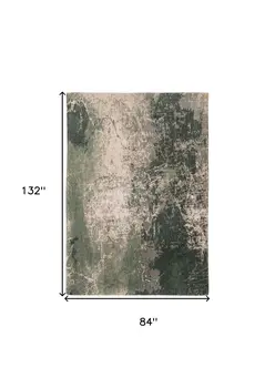 8' X 11' Beige and Green Abstract Non Skid Area Rug