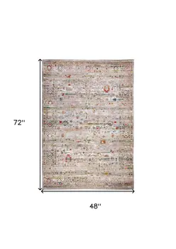 5' X 7' White Oriental Non Skid Area Rug