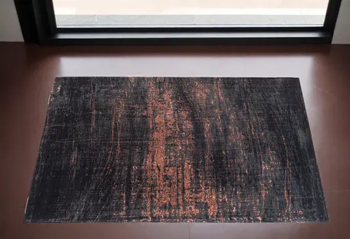 3' X 5' Black and Gold Abstract Non Skid Area Rug