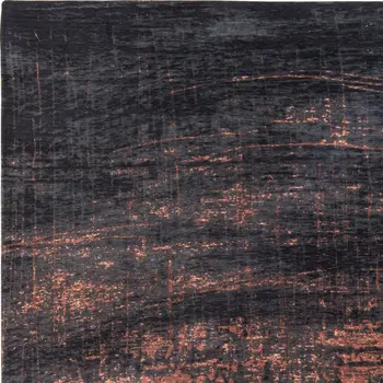 5' Black and Gold Round Abstract Non Skid Area Rug