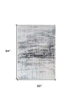 6' X 8' Black and White Abstract Non Skid Area Rug