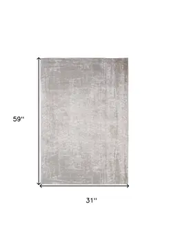 3' X 5' Gray and White Chevron Non Skid Area Rug
