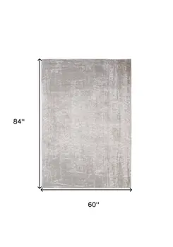 6' X 8' Gray and White Chevron Non Skid Area Rug