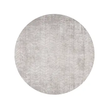 5' Gray and White Round Chevron Non Skid Area Rug