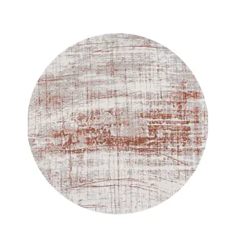 5' Gray and Yellow Round Abstract Non Skid Area Rug