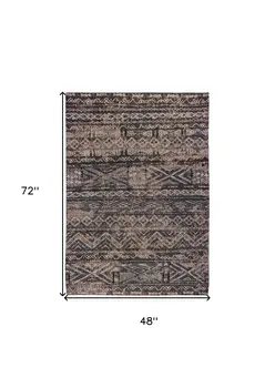 5' X 7' Gray and Beige Oriental Non Skid Area Rug