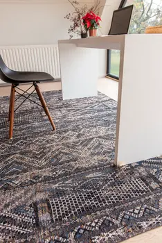 7' X 9' Gray and Beige Oriental Non Skid Area Rug