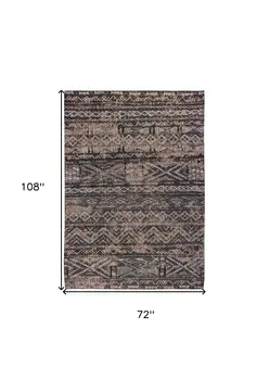 7' X 9' Gray and Beige Oriental Non Skid Area Rug