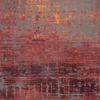 5' Red and Gray Round Abstract Non Skid Area Rug