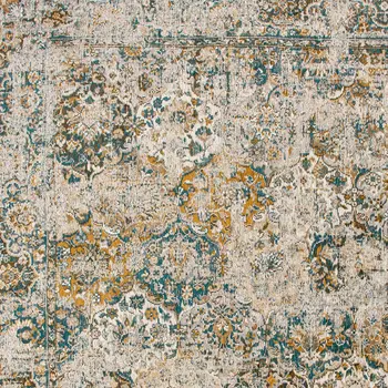 6' X 8' Blue and Green Abstract Non Skid Area Rug