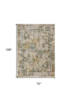 7' X 9' Blue and Green Abstract Non Skid Area Rug