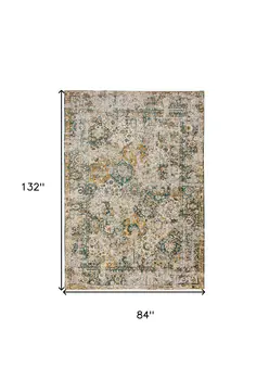 8' X 11' Blue and Green Abstract Non Skid Area Rug