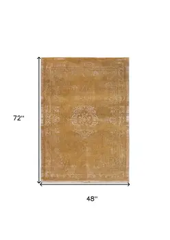 5' X 7' Orange and White Medallion Non Skid Area Rug