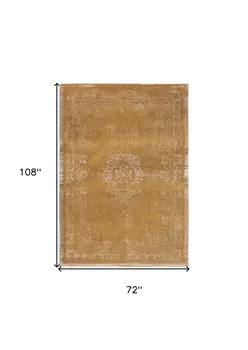 7' X 9' Orange and White Medallion Non Skid Area Rug