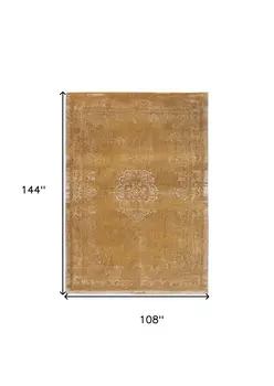 9' X 13' Orange and White Medallion Non Skid Area Rug