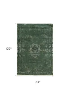 8' X 11' Gray and Green Medallion Non Skid Area Rug