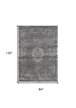 8' X 11' Gray Medallion Non Skid Area Rug