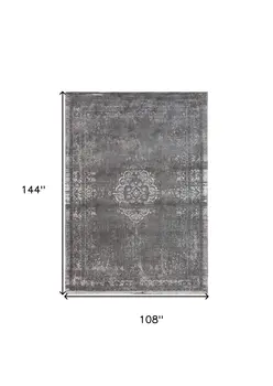 9' X 13' Gray Medallion Non Skid Area Rug