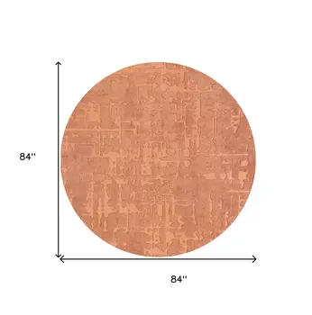 8' Orange Round Abstract Non Skid Area Rug