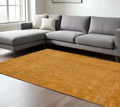 8' X 11' Yellow Abstract Non Skid Area Rug