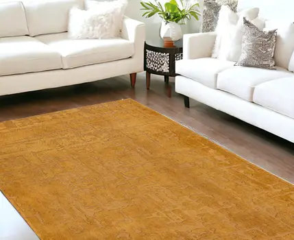 8' X 11' Yellow Abstract Non Skid Area Rug