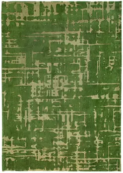 7' X 9' Green Abstract Non Skid Area Rug