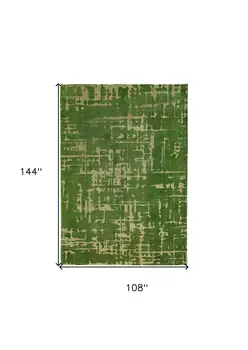 9' X 13' Green Abstract Non Skid Area Rug