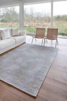 9' X 13' White Abstract Non Skid Area Rug