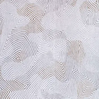 8' White Round Abstract Non Skid Area Rug