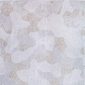 8' White Round Abstract Non Skid Area Rug